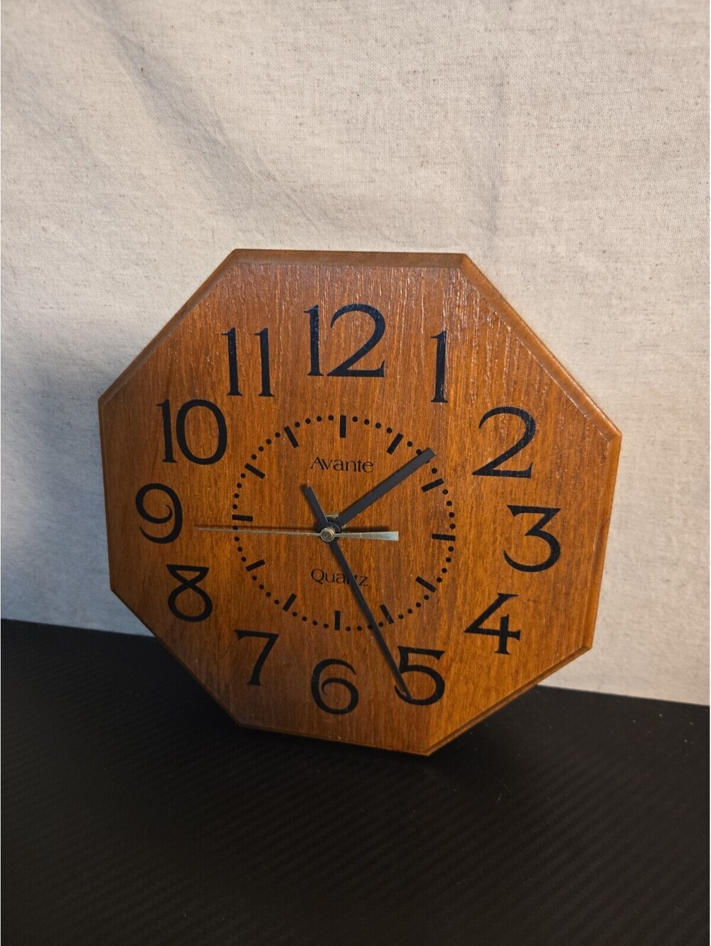 Vintage Avante Wooden Octagon Clock Works Well